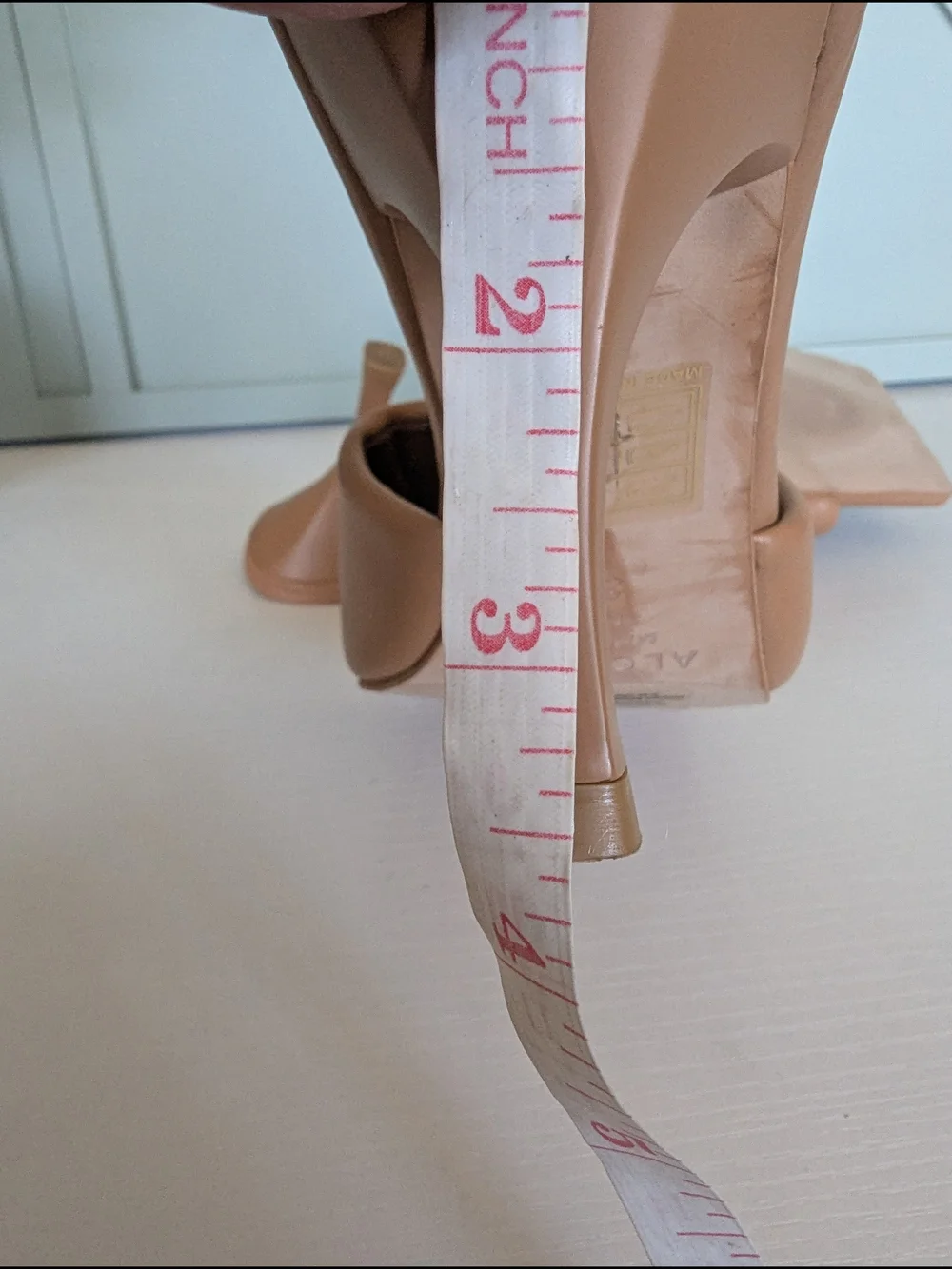 ALOHAS Nude Tan Square-Toe Mule Heels